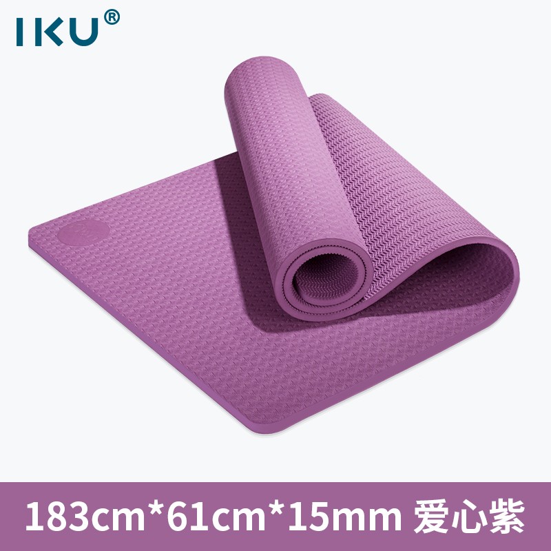 iku跳绳垫加厚15mm瑜伽垫 无味防滑男女仰卧起坐加长tpe运动健身垫子