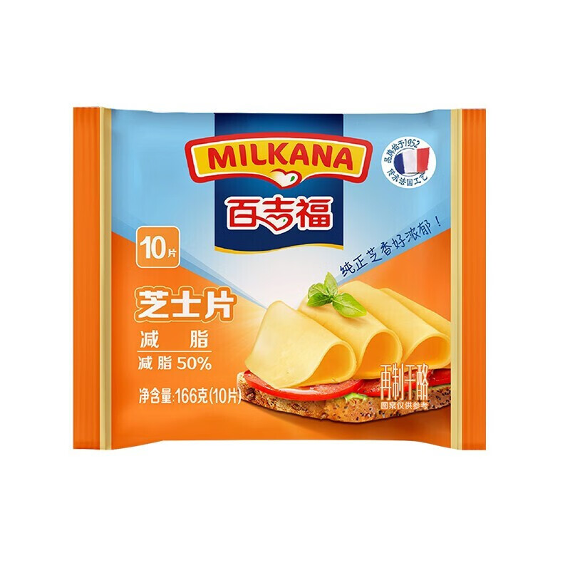 百吉福(milkana)厚芝士片18片300g汉堡三明治面包泡面专用早餐营奶酪