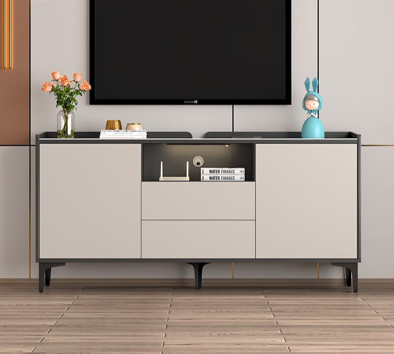 楠木日记电视柜简约落地 电视柜高柜岩板电视柜现代简约卧室薄款小