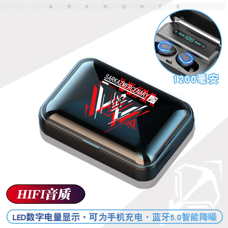 搭啵兔明日方舟蓝牙耳机 明日游戏周边方舟无线蓝牙耳机W干员印象礼物 W干员白-数显充电仓蓝牙耳 标准