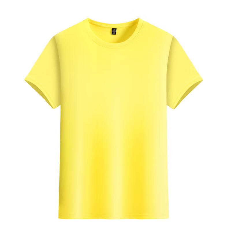 纯棉t恤印字logo广告衫短袖男女工作服成人圆领体恤印制图案 黄色 L