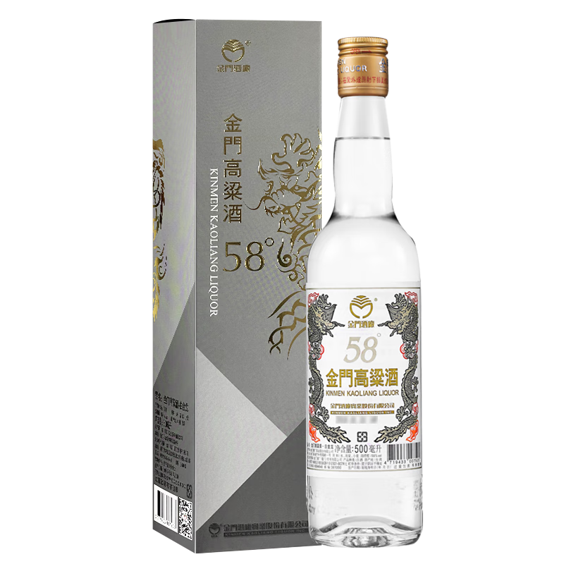 KINMEN KAOLIANG 金门高粱酒 白金龙 红盒 58%vol 清香型白酒 500ml 单瓶装