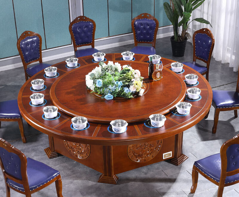 俏尚美 火锅桌子电磁炉一体 酒店电动火锅桌子电磁炉一体大圆桌 手动