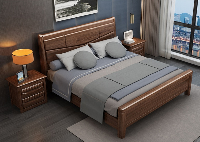 5m现代储物双人床婚床主卧室家具 实木床 1500mm*2000mm_气压结构