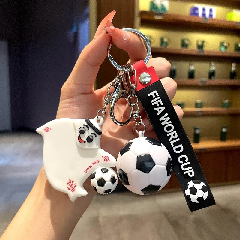 上卡塔尔足球世界杯吉祥物纪念品钥匙扣挂件精致男女小礼品 吉祥物【带足球】 1个