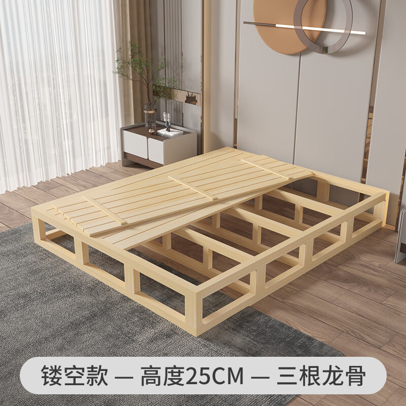 出写地台床硬板双人床排骨架落地铺床日式矮床贴地台床架子无床 红色