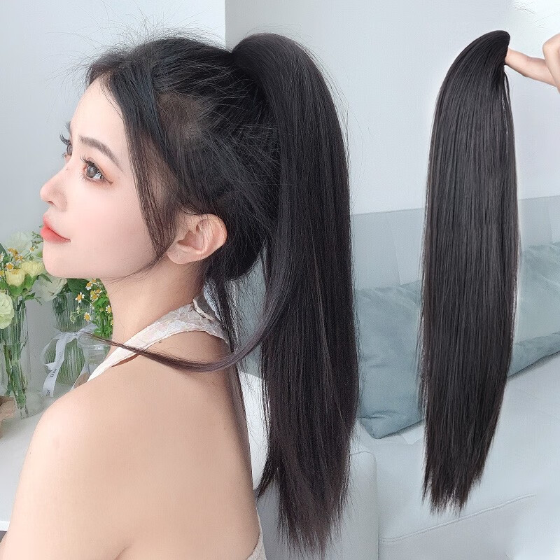 深棕色 模特款抓夹直马尾45cm