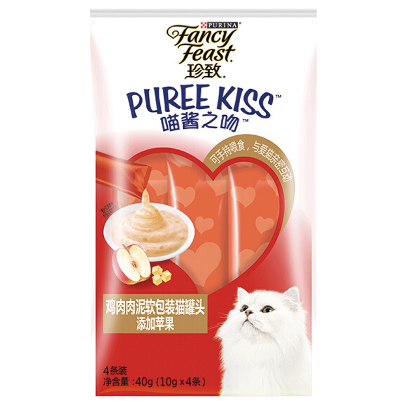 珍致猫条喵酱之吻湿猫粮宠物猫酱 鸡肉苹果40g/袋