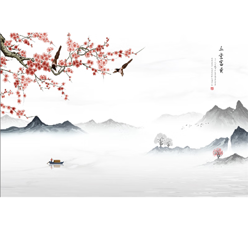 米柔現(xiàn)代簡(jiǎn)約花鳥墻紙新中式山水墻布客廳臥室電視背景墻壁紙影視壁畫 3D【無(wú)縫】荷蘭精致油畫布/平方