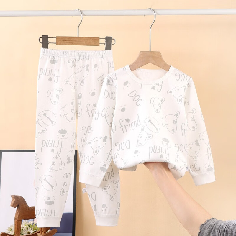 C＆A儿童纯棉秋衣秋裤套装全棉内衣睡衣打底家居服女小童套装男童睡衣 全棉字母小狗 100高性价比高么？