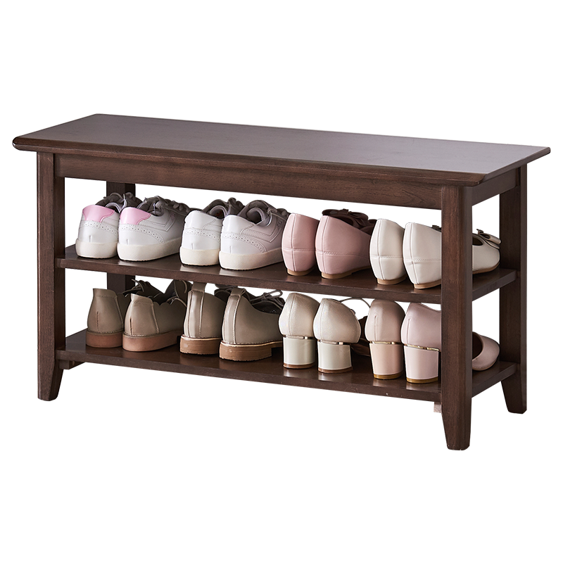 藝柳園 實(shí)木換鞋凳鞋柜門(mén)口玄關(guān)換鞋凳現(xiàn)代簡(jiǎn)約多功能床尾凳可式坐鞋凳 長(zhǎng)80架式胡桃色
