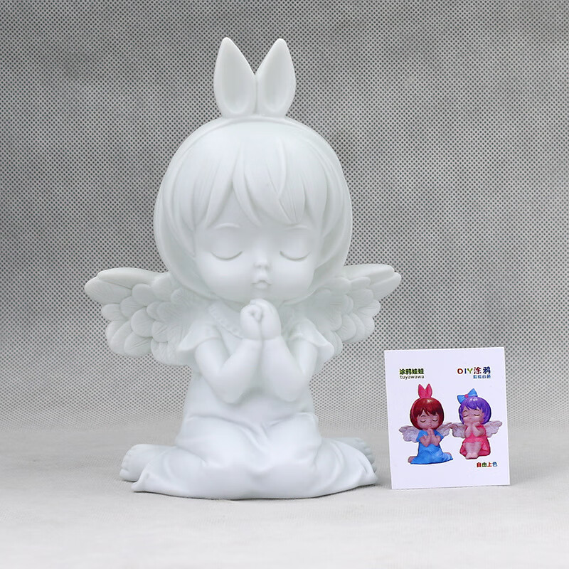 娃娃醒狮史迪仔苏菲兔大号白胚涂色存钱罐卡通可爱 小天使抱手25cm 12