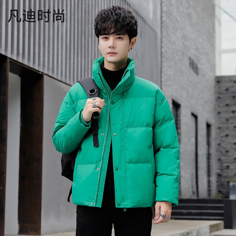 凡迪时尚羽绒服男士秋冬季韩版青年潮流立领加厚面包服休闲百搭纯色
