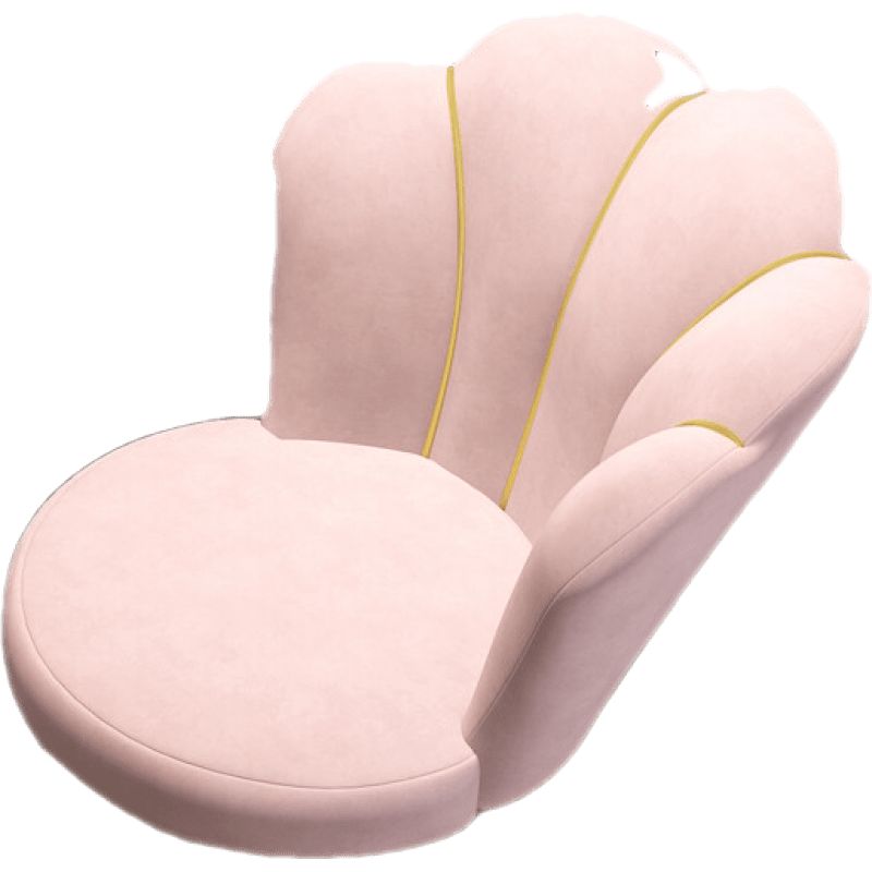 轻奢网红化妆椅 家用卧室宿舍电脑书桌靠背椅子美甲梳妆台凳子 绒布懒人椅粉色 送白色地毯