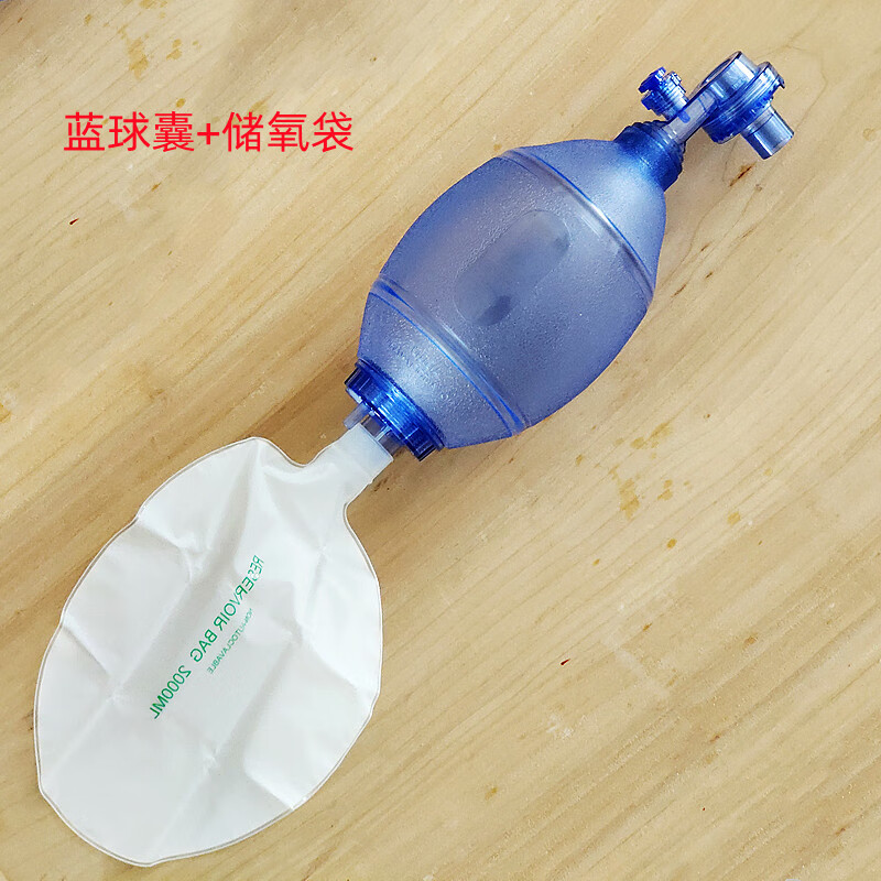 简易呼吸器复苏气囊人工呼吸球囊面罩储氧气袋急救门诊五件套 pvc蓝
