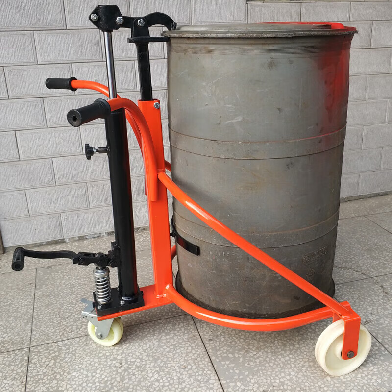 会会侠350公斤脚踏式液压油桶搬运叉车塑料桶升高车手推车圆桶运输车
