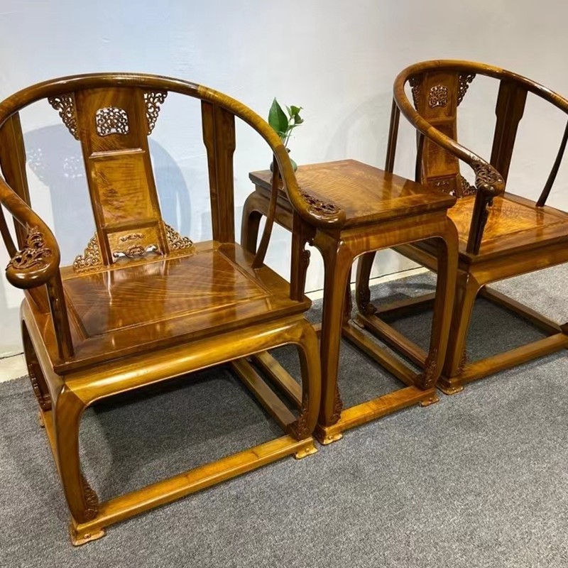 温朵金丝楠木小叶桢楠皇宫椅古典中式皇宫椅高端大气三件套