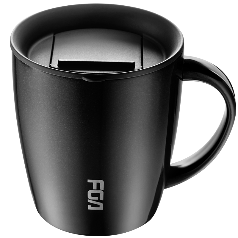 富光保温杯 304不锈钢杯子咖啡杯 创意情侣牛奶杯大容量马克杯学生水杯 380ML黑色（DCZ198001-380）