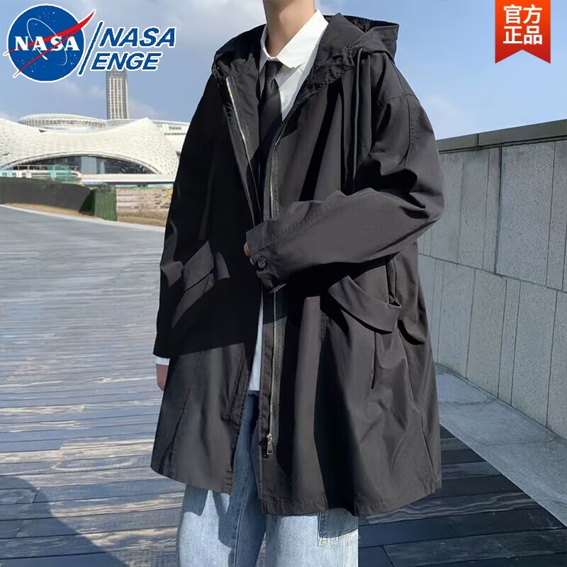 NASA ENGE风衣外套男中长款大衣春秋款潮流感夏季外套薄款英伦风 黑色 M怎么样,好用不?