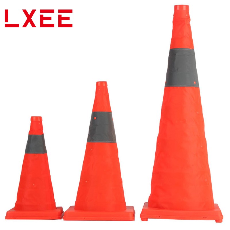 lxee反光锥折叠伸缩塑料路锥 便携式路障锥警示停车安全路锥雪糕筒锥