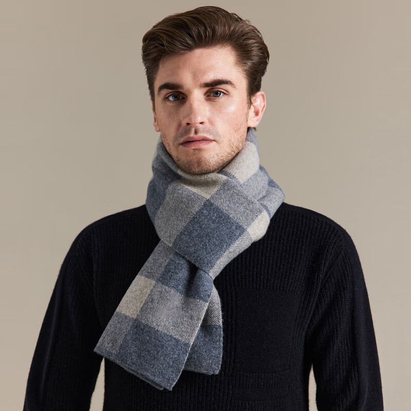 杰克郝伯 jeck&hope羊毛围巾男冬百搭格子加厚保暖围脖商务高档送男友