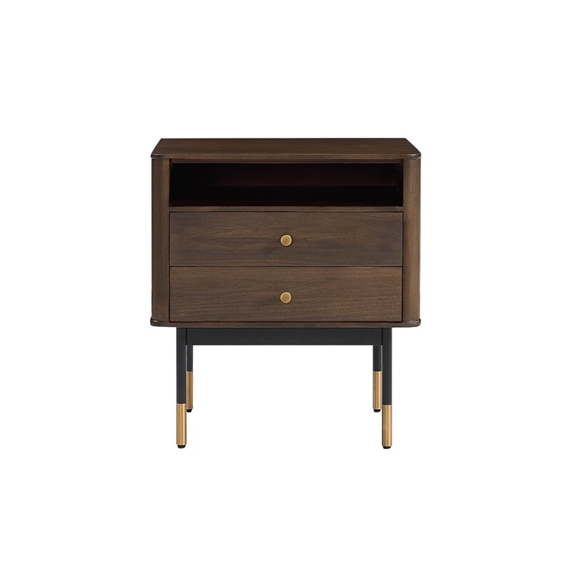 (黄杨木-胡桃木色)床头柜 现货 整装