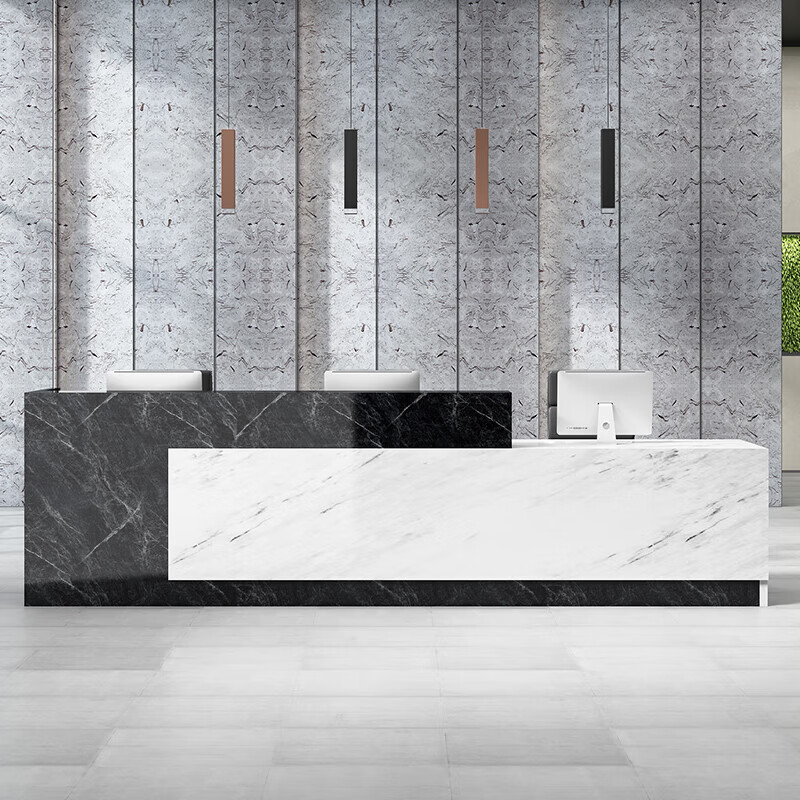 斯麦琪仿大理石纹公司前台接待台咨询台迎宾台简约现代办公室前台柜台