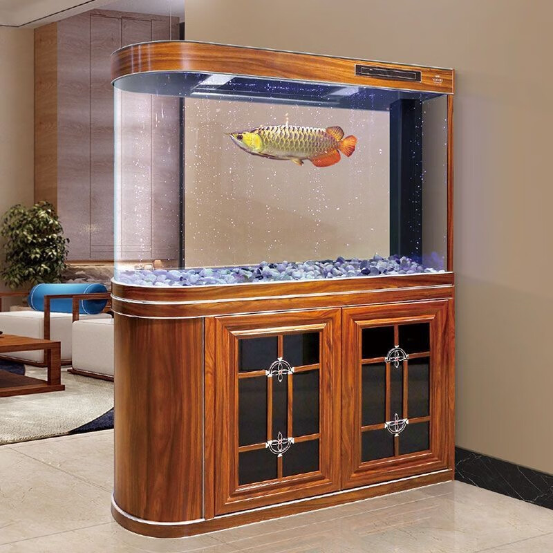 越美屏风鱼缸水族箱客厅双面玄关隔断大型免换水生态子弹头鱼缸 长100