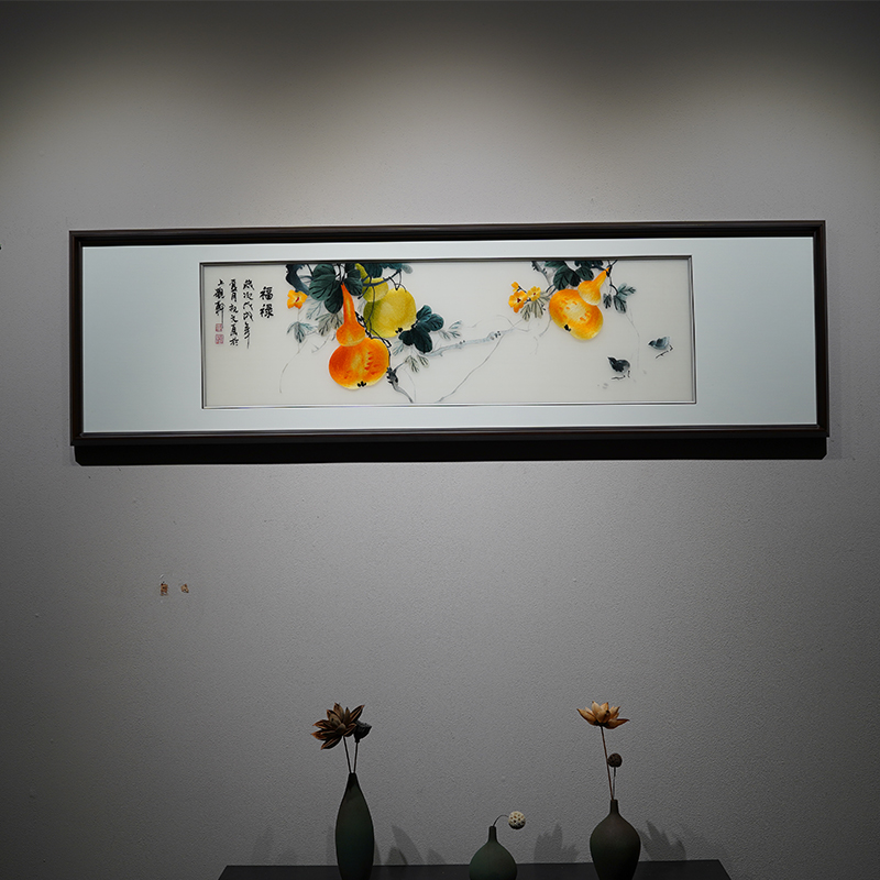 百圣牛福禄葫芦纯手工苏绣成品挂画床头装饰壁画寓意福气运气权力地位