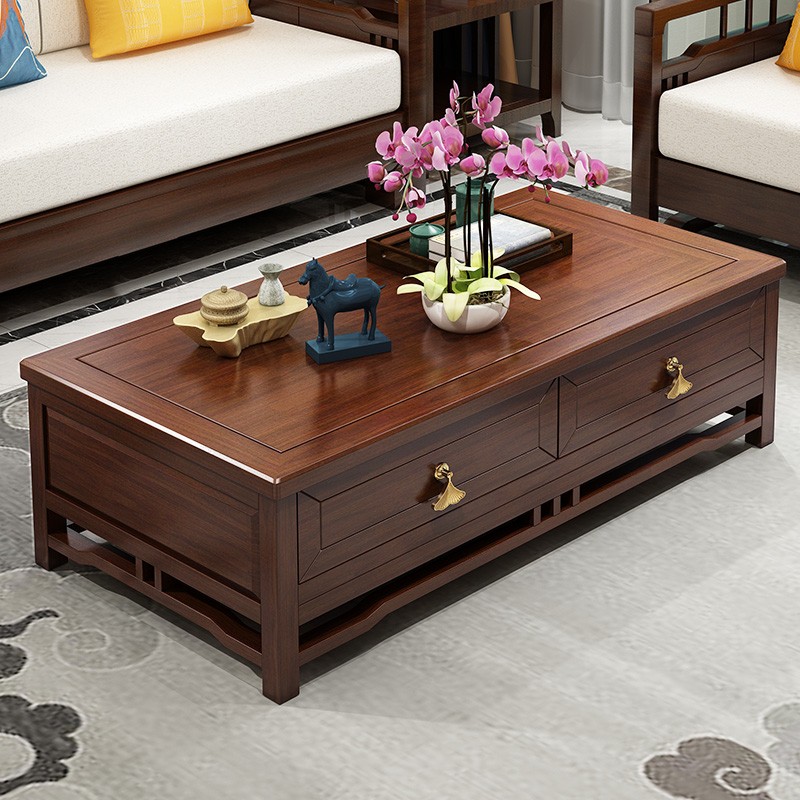 畅星全实木现代新中式黄金檀木茶几电视柜储物小户型组合客厅家具套装