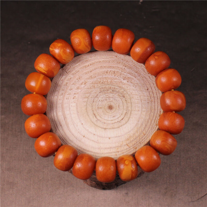 沃韵天然蜜蜡俄料古董老花蜡老型珠手链车轮珠纹路妖孽蜡质浓橘皮老蜡