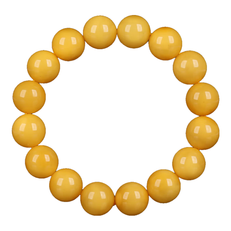 歐采妮(OUCERNY)歐采妮老蜜蠟手串原石琥珀滿蜜雞油黃佛珠單圈手鏈禮物16-17mm