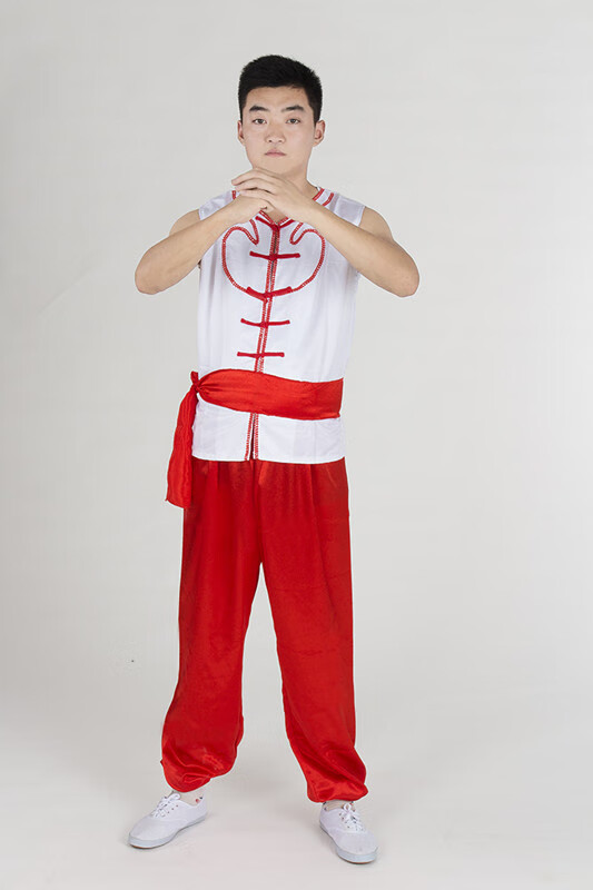 结盟者打鼓服演出服陕北农民服装阿宝表演服陕西腰鼓队东北秧歌服 白