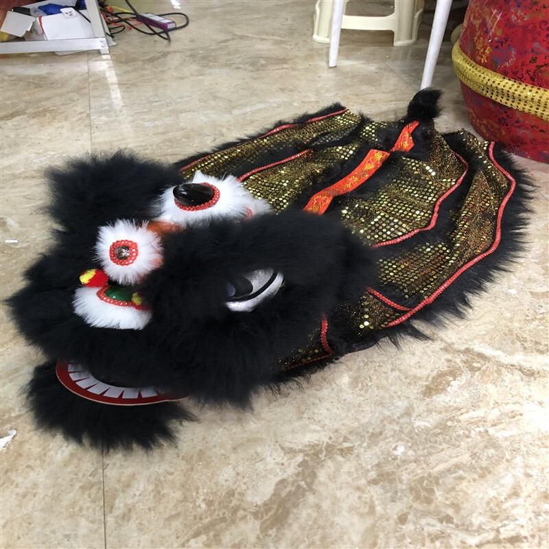 狮头  舞狮道具塑料舞狮头68寸舞狮子狮子头佛山醒狮南狮玩 黑色6寸