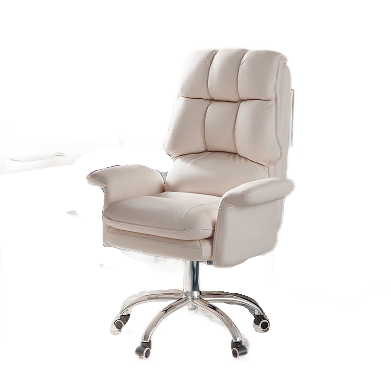 电脑椅家用椅子办公椅可躺午休舒适久坐椅电竞椅老板椅靠背座椅升降转椅网红直播椅 米白