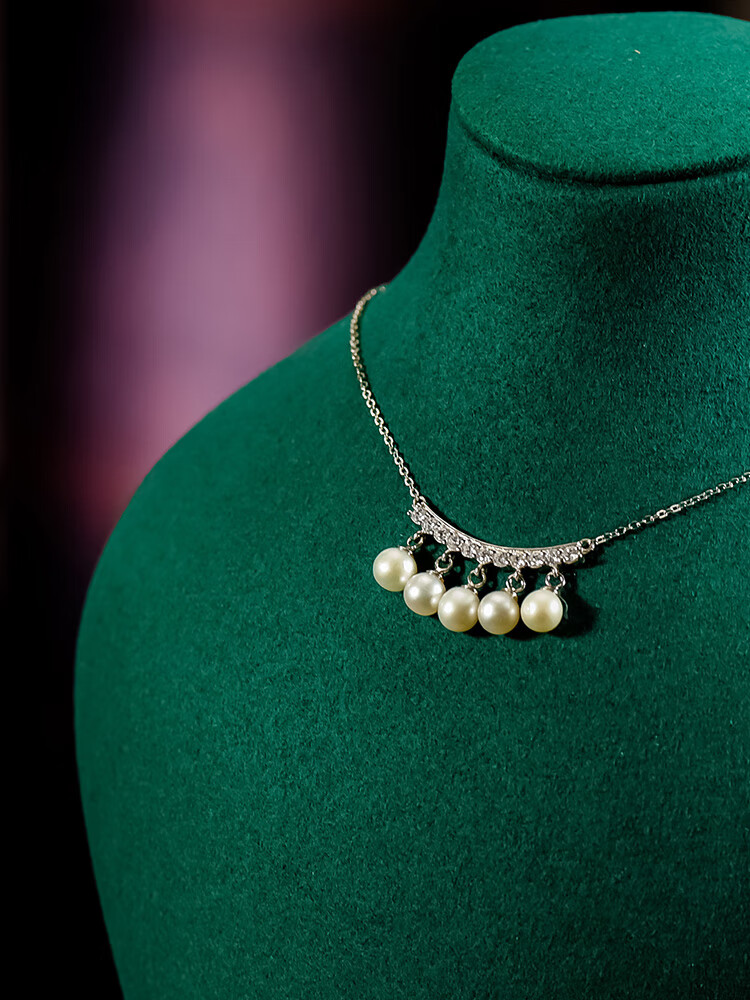 御弗玉簪记s925银饰品珍珠项链女平衡木锁骨链欧美气质套链颈链 天r