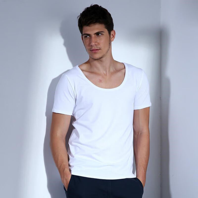 喵畅90斤瘦矮男生穿的155小码男夏装夏季t恤男士纯棉短袖修身紧身低领