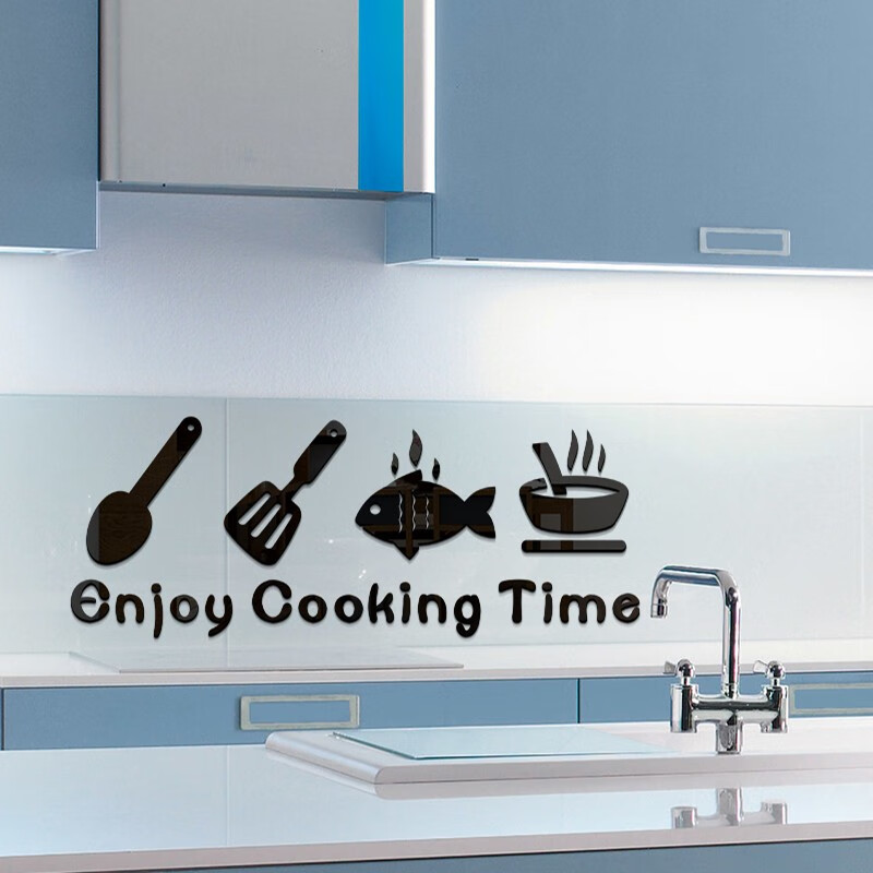 舒厅厨房墙贴创意个性餐具卡通可爱贴图餐厅墙面装饰玻璃贴画防水自粘
