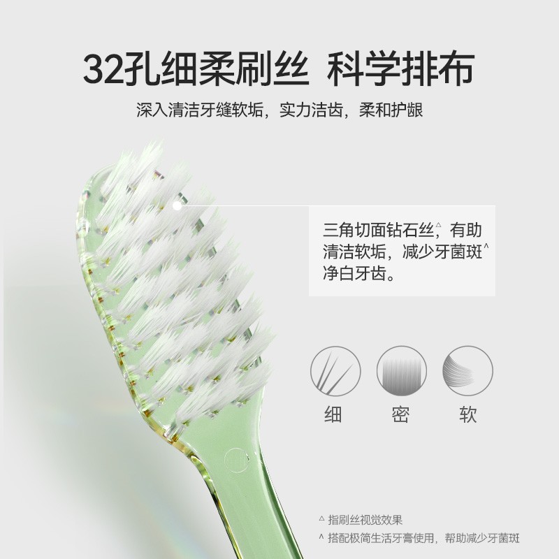 极简生活 胖东来同款成人透明牙刷 小头牙刷洁净口腔中毛情侣家庭装新款 小头 8支