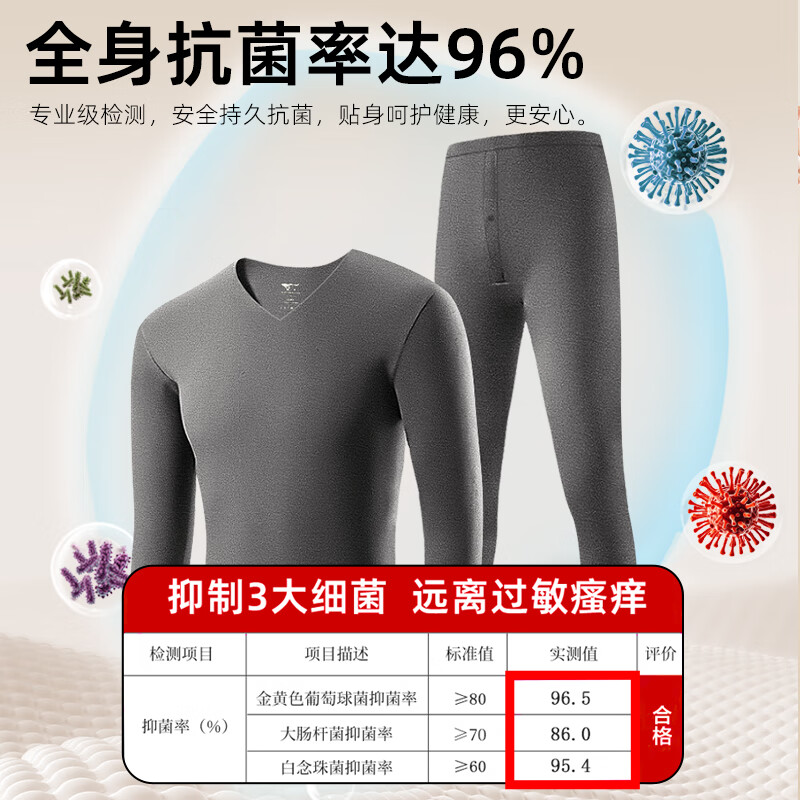 七匹狼德绒发热保暖裤无痕秋裤男10A抗菌打底裤轻薄秋冬睡裤中老年衬裤  2条装单裤(暴雨灰+夜幕黑)更划算 M (身高160-170CM/80-110斤)