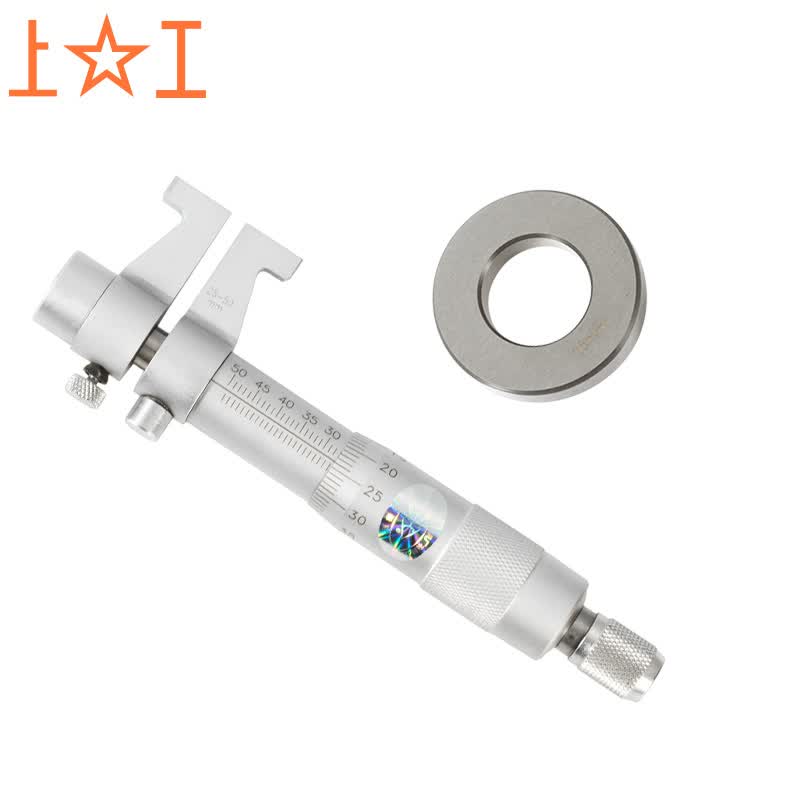 上工 内测千分尺25-50mm分度值0.01 带25mm校对环规 内孔内径千分尺高精度螺旋测微仪器BF050A