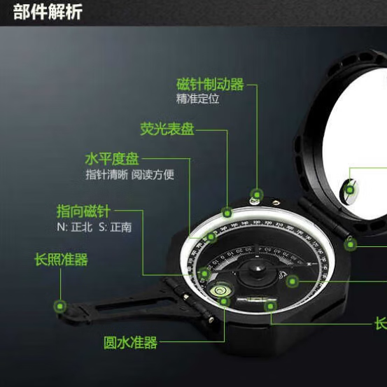 狮奥利兴地质罗盘 防磁专业高精度多功能坡度仪指南针户外夜光抗磁指北针 经典款：Ｍ2高精度轻便型：绿色