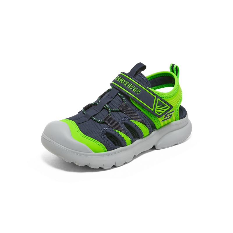 Skechers斯凯奇儿童夏季男童包头凉鞋休闲透气防滑魔术贴童鞋406511L