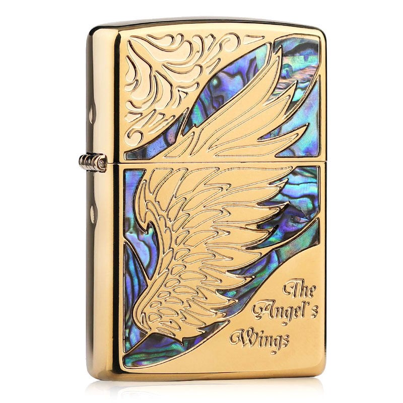 zippo新款打火机美国 天使之翼幸运翅膀 彩贝 男士个性zp 幸运翅膀