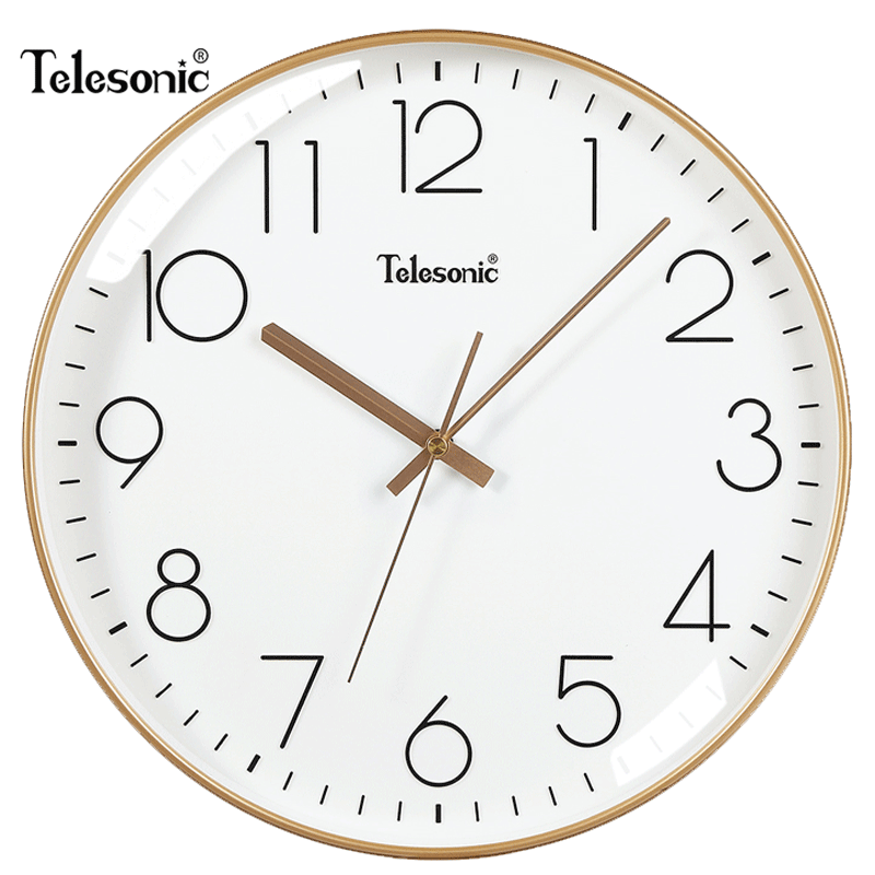 天王星（Telesonic） 挂钟客厅简约创意钟表现代时钟3D立体石英钟薄边免打孔家用挂表 奢时金（35厘米）