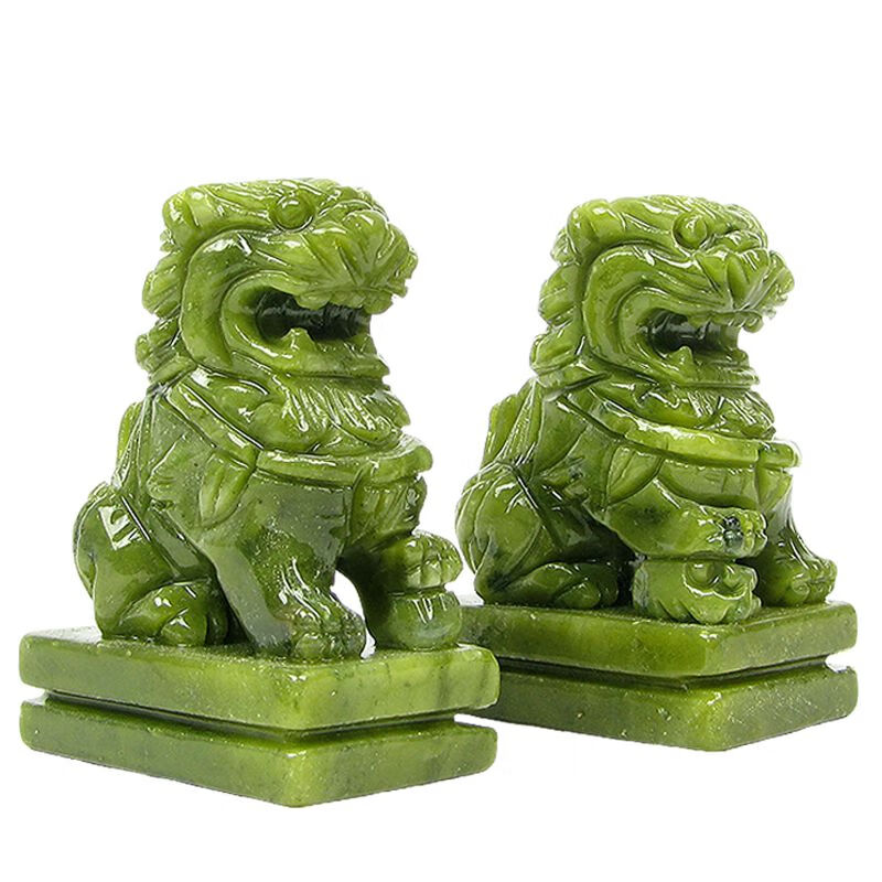玄友守门石狮子一对大门家用石头门口庭院门墩石雕狮子小号摆件 青