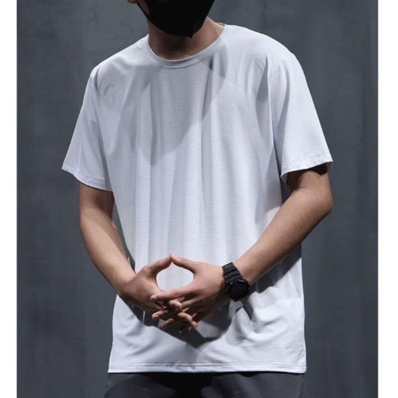 嘉晔(jiaye)夏季冰丝网眼男士短袖t恤透气速干短袖宽松休闲百搭上衣