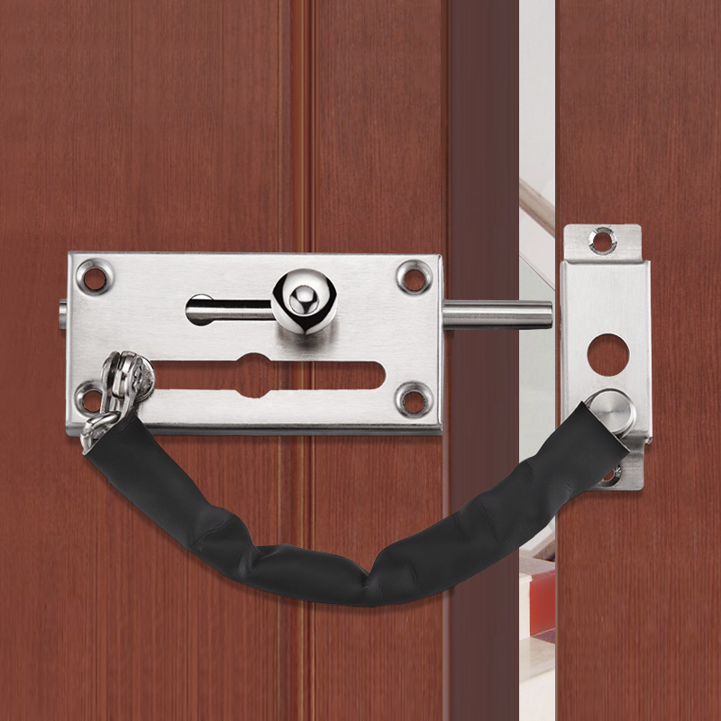 globe)不锈钢门插销门栓防盗门明装防盗链门链锁扣门锁扣