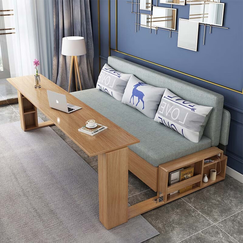 全友家私实木沙发床小户型多功能客厅书房推拉可折叠网红双人收纳坐卧