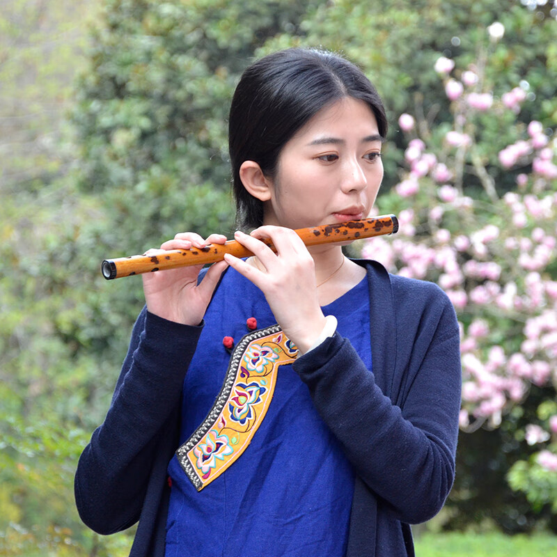 广雅 缅甸红湘妃竹笛子乐器 高颜小众玉屏整节横笛专业演奏古风短笛子